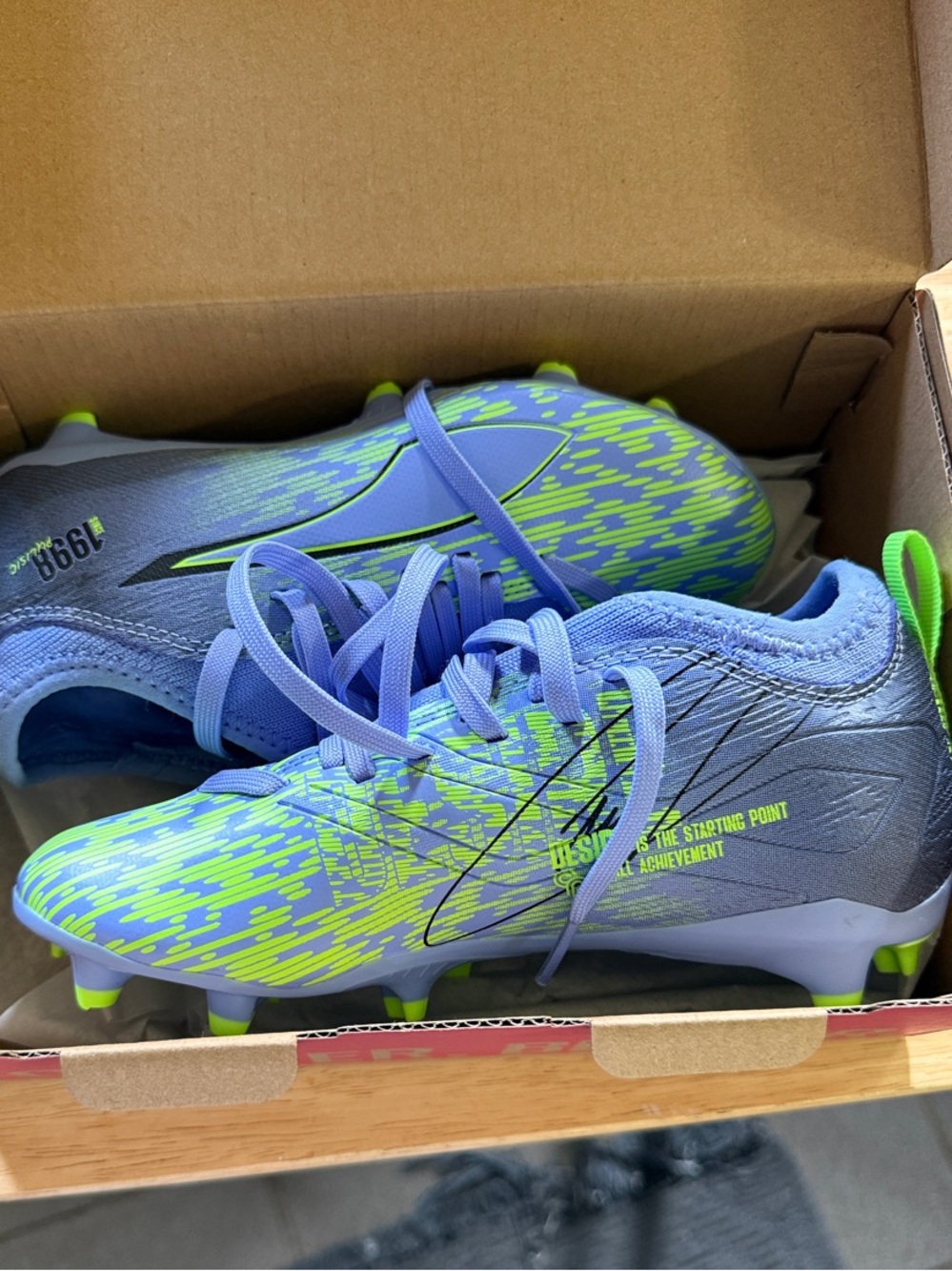 Puma Kids Soccer Cleats - Blue & Neon Green